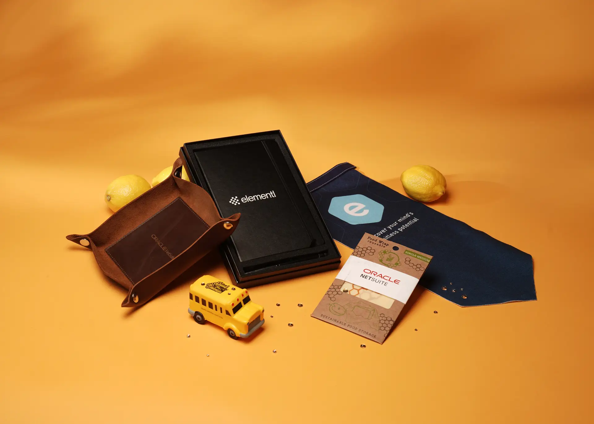 Promotional items with Element and Oracle branding