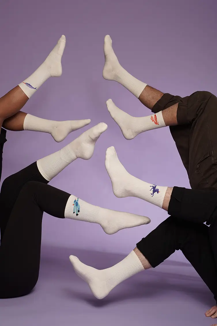 Creative sock display with unique custom designs