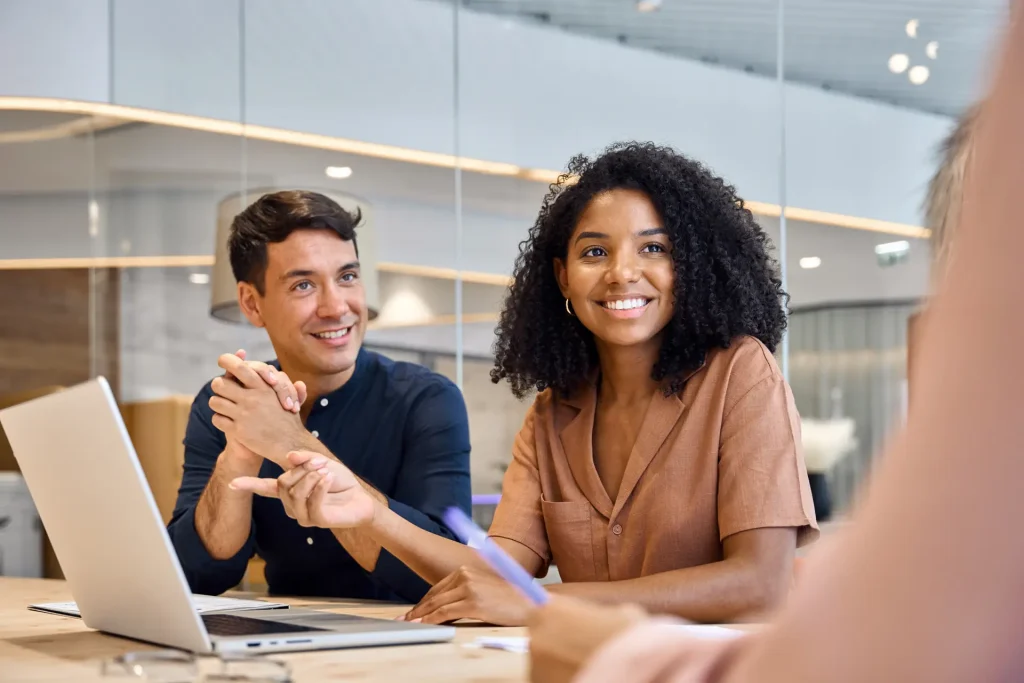 Diverse executive team in office meeting