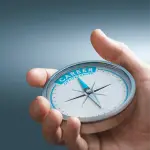 Hand holding a compass labeled "Career Opportunity," symbolizing guidance and direction for professional growth and employee development.