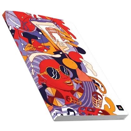 Colorful custom printed promotional swag box featuring vibrant abstract artwork, ideal for corporate gifts, employee swag boxes, and sustainable event giveaways.