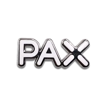 Custom enamel pin with "PAX" lettering, showcasing high-quality branded promotional products ideal for corporate swag, event giveaways, and personalized company merchandise.