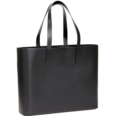 Black custom branded tote bag with embossed logo, ideal for corporate swag, promotional products, and sustainable giveaway items for events.