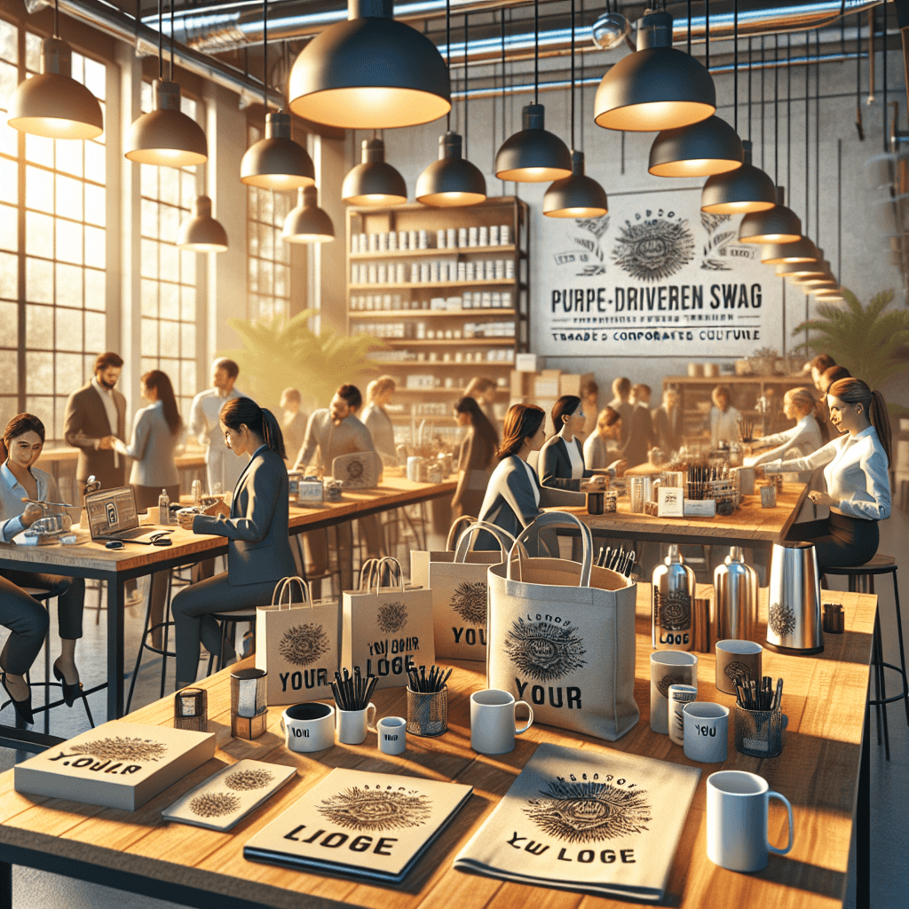 Purpose-driven swag exhibition with custom logos