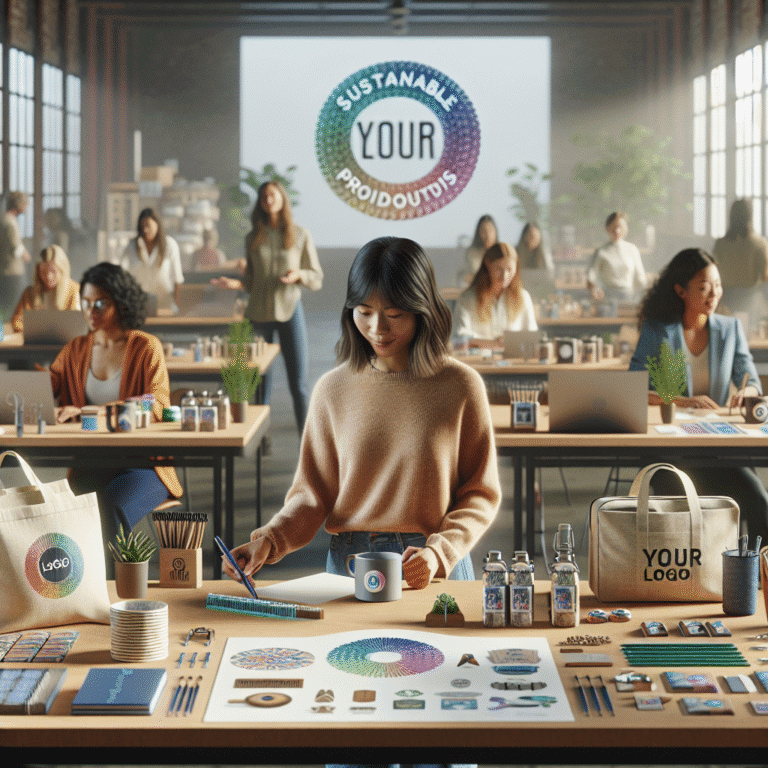 Sustainable promotional products showcase with custom branding