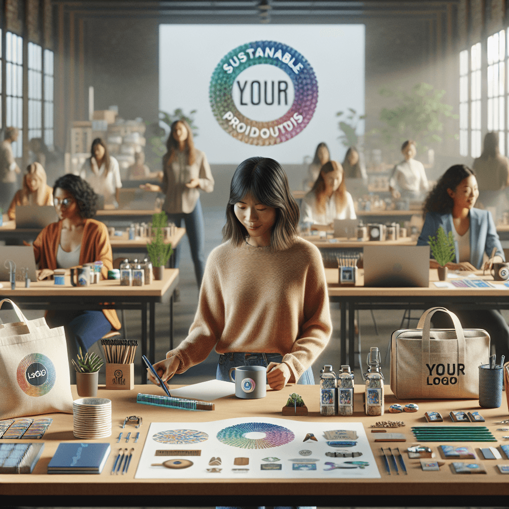 Sustainable promotional products showcase with custom branding