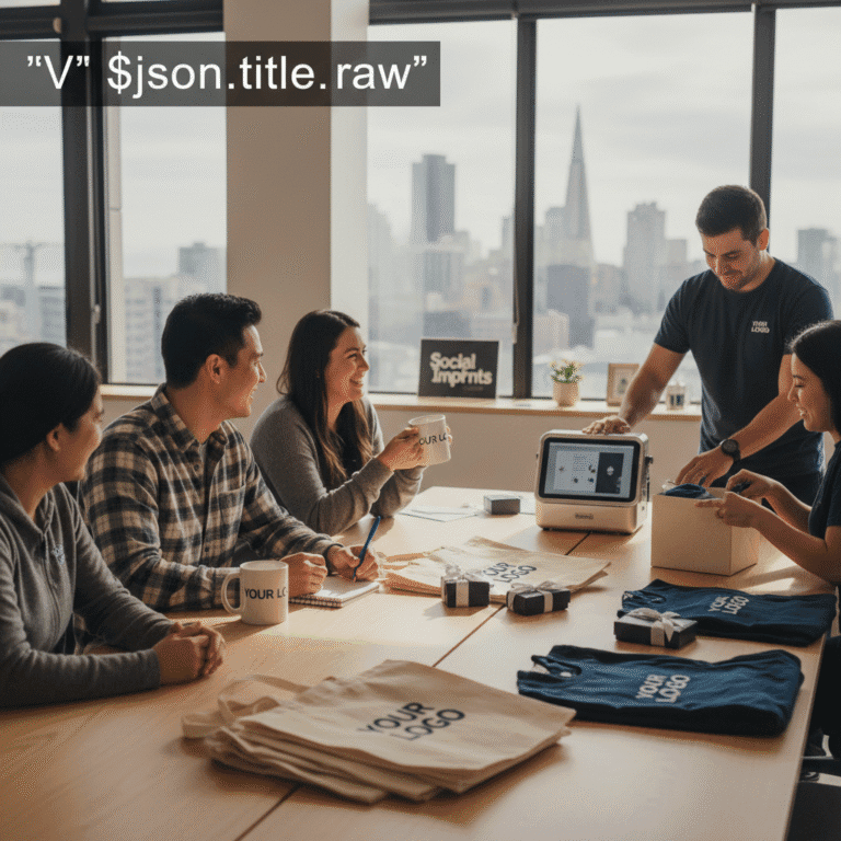 Employees designing branded merchandise in modern workspace